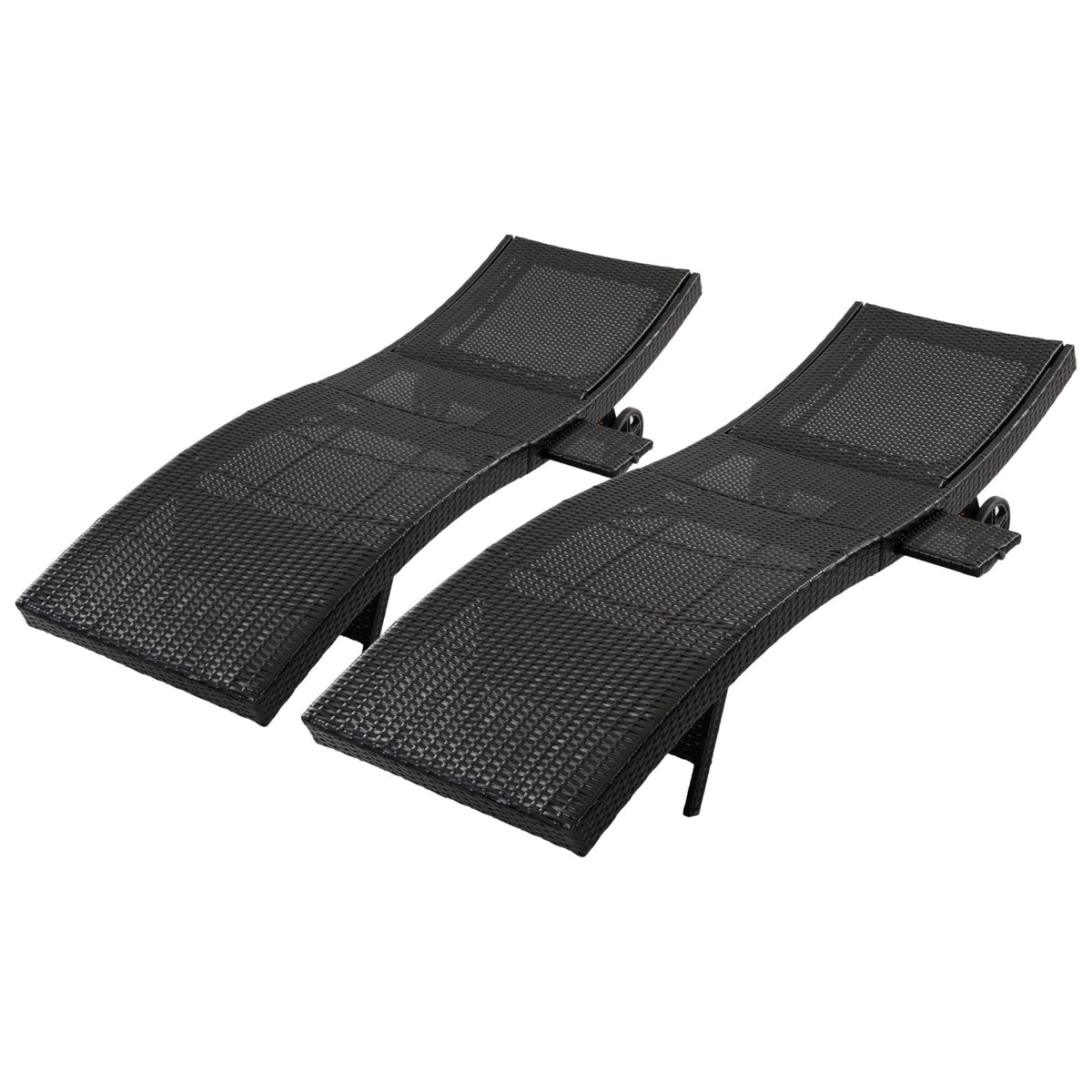 K&K 80'' Patio Wicker Chaise Lounge Chairs Set of 2