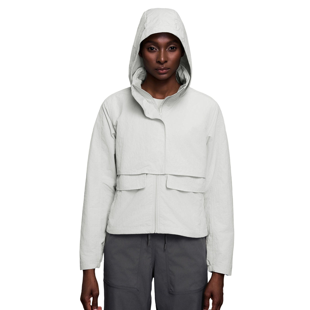 Womens Outdoor Water-Resistant Wear-Resistant Stowable Hooded Loose Casual Jacket