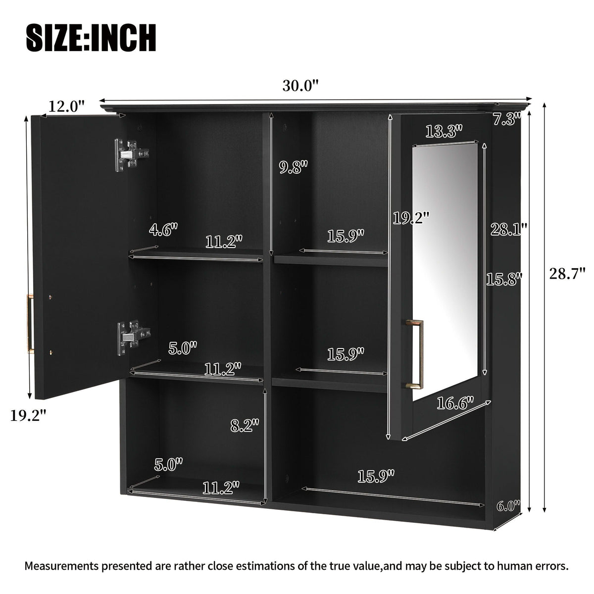 2 In 1 Wall-Mounted Mirror Cabinet With Adjustable Shelves