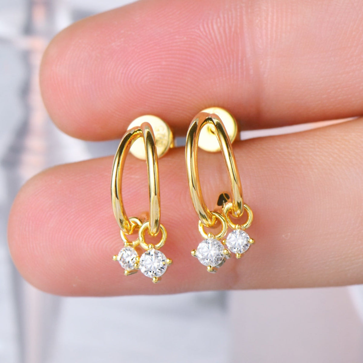 Platinum-Plated Pure Sterling Silver Sparkala™ C-Hoop Earrings