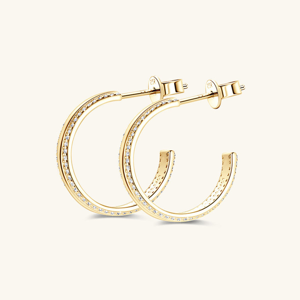 Pure Sterling Silver Inlaid Sparkala™ C-Hoop Earrings