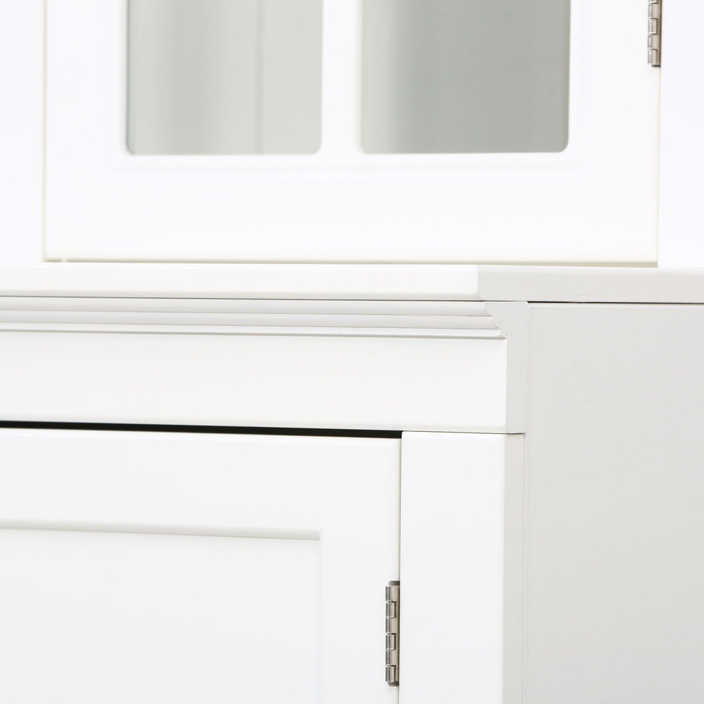 Retro Style Hutch Cabinet With Glass Door, China Cabinet For Home