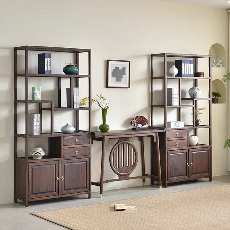 Luxury Chinese Solid Wood Curio Cabinet – Oriental Living Room Display Credenza