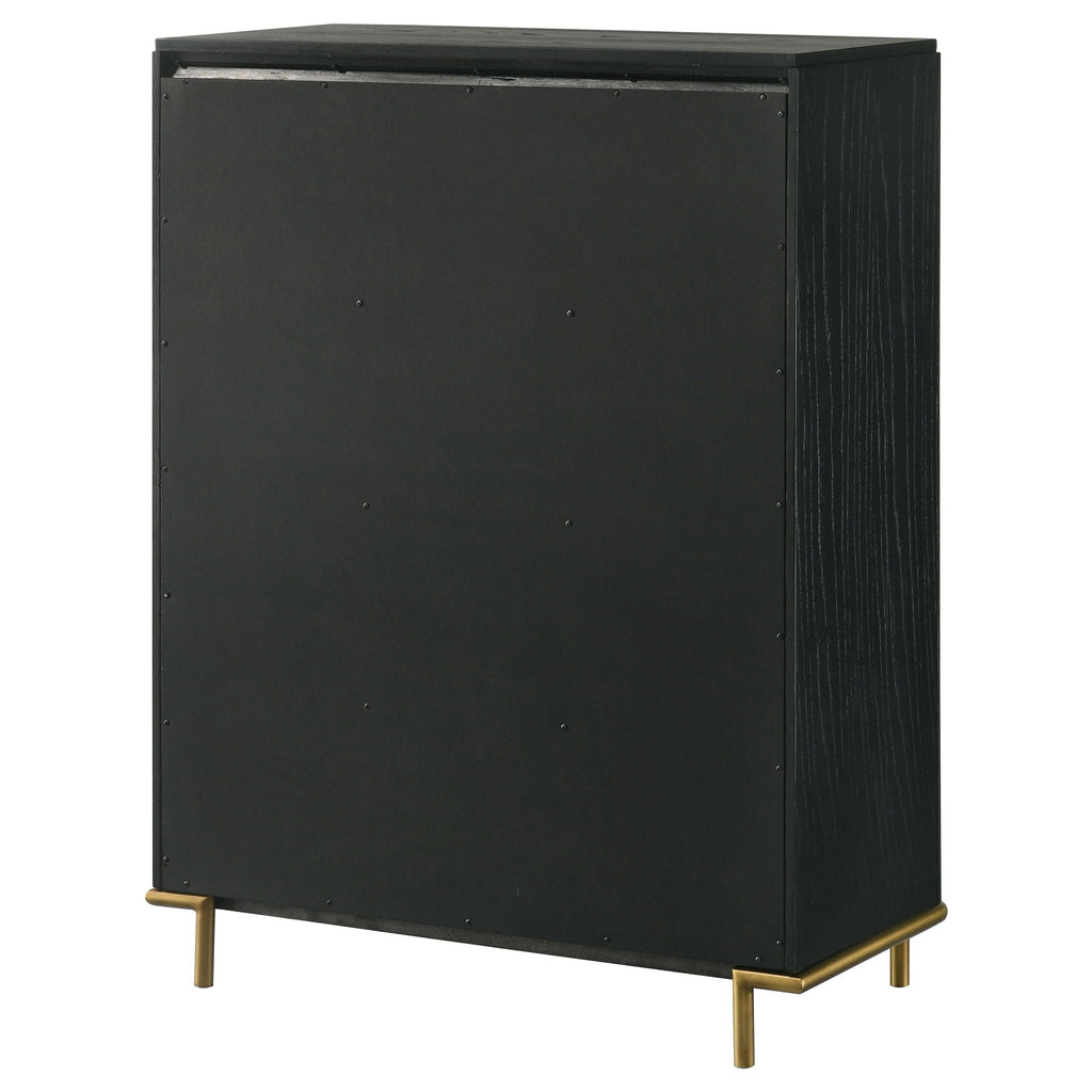 Anser - 5 Drawer Chest, Bedroom Storage Furniture - Black