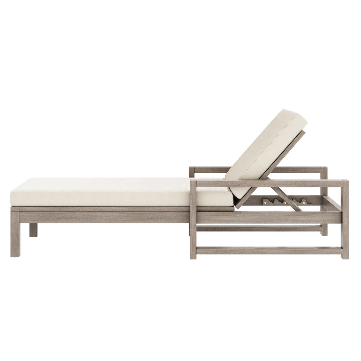 Outdoor Lounge Chairs, 5 Position Chaise Lounge With Adjustable Backrest (Set of 2) - Gray