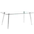 Modern Rectangular Glass Dining Table For 4-6 People With Tempered Glass Countertop