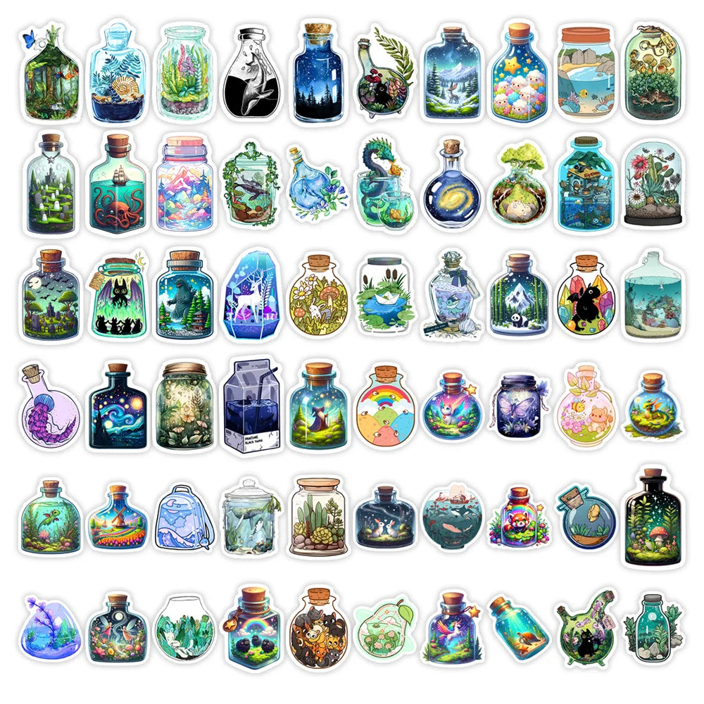 Bottle Microscopic Scenery Stickers Fantasy DIY Kids Toy Gift Decal for Phones Luggage Decorative Designs Laptops Waterproof