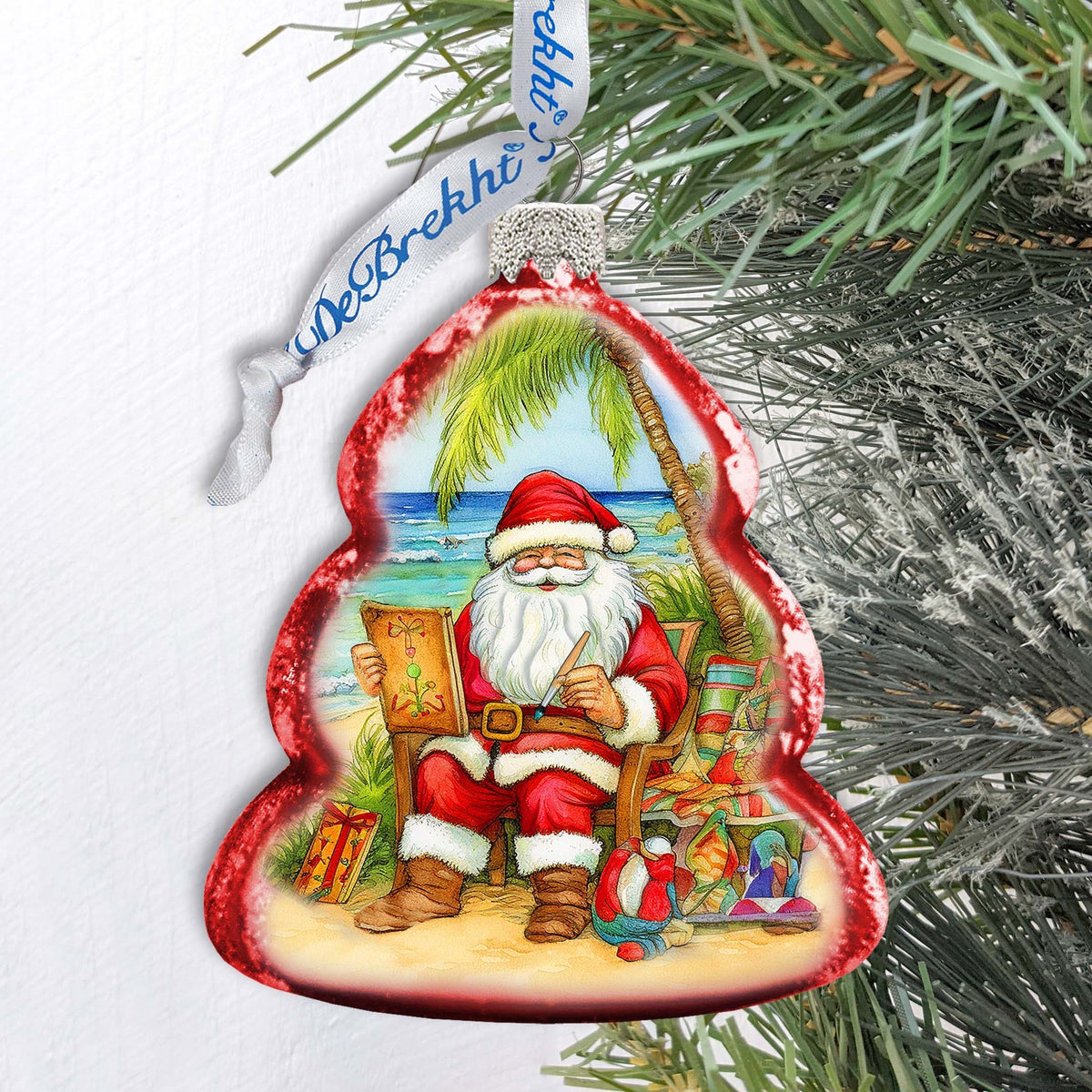 Holiday Coastal Ornament - Santa's Artistry Keepsake Glass Ornaments by G. Debrekht - Christmas Decor - 777415