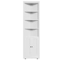 Tall Corner Storage Cabinet With 2 Doors, 5-Tier With Adjustable Shelves, Freestanding - White