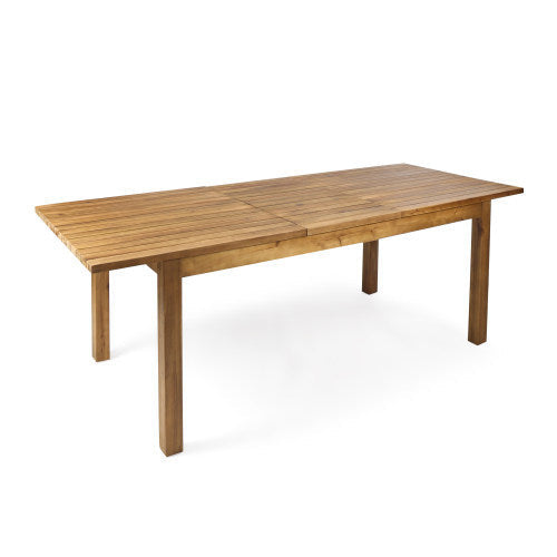7 Pieces Acacia Wood Outdoor Dining Set with Cream Cushions