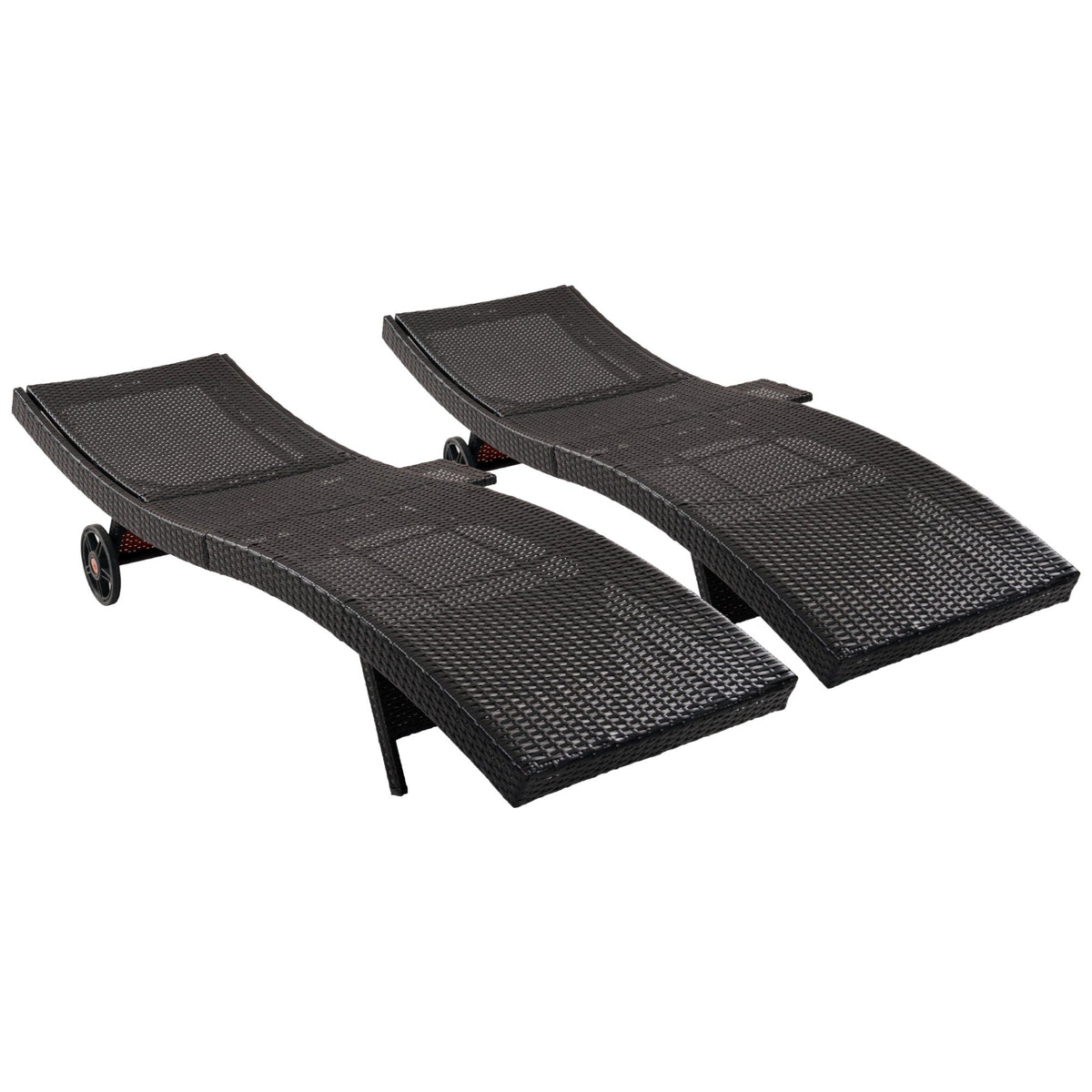 K&K 80'' Patio Wicker Chaise Lounge Chairs Set of 2