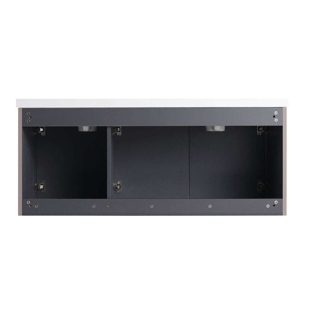 Contemporary Wall Mounted Bathroom Vanity With Resin Double Sink