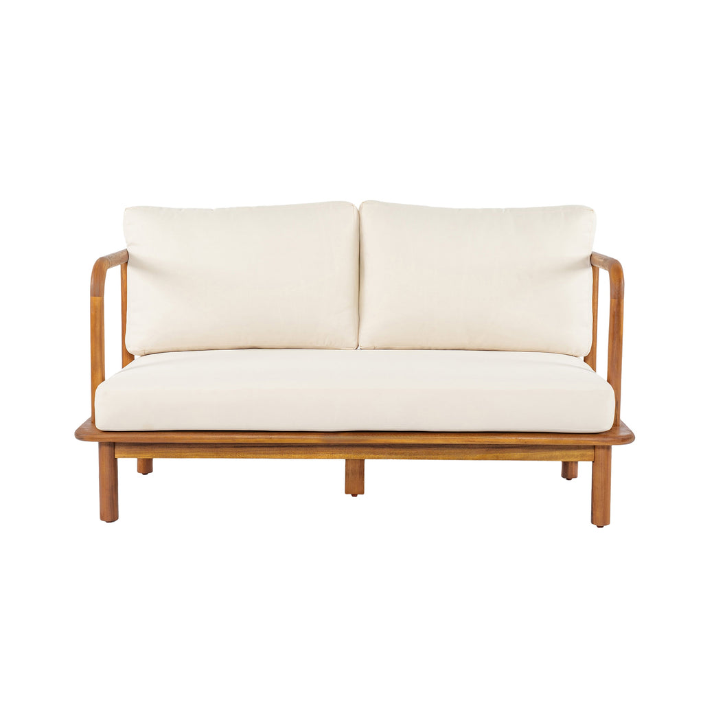 Canape 4-Pieces Acacia Conversation Set with Cream Cushion, Teak