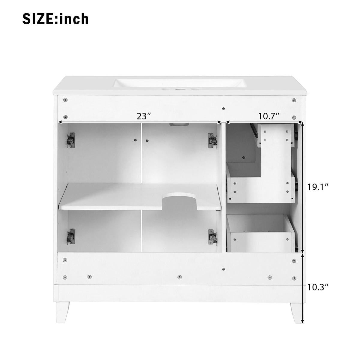 Bathroom Vanity With Sink, Soft Close Doors, Adjustable Shelves