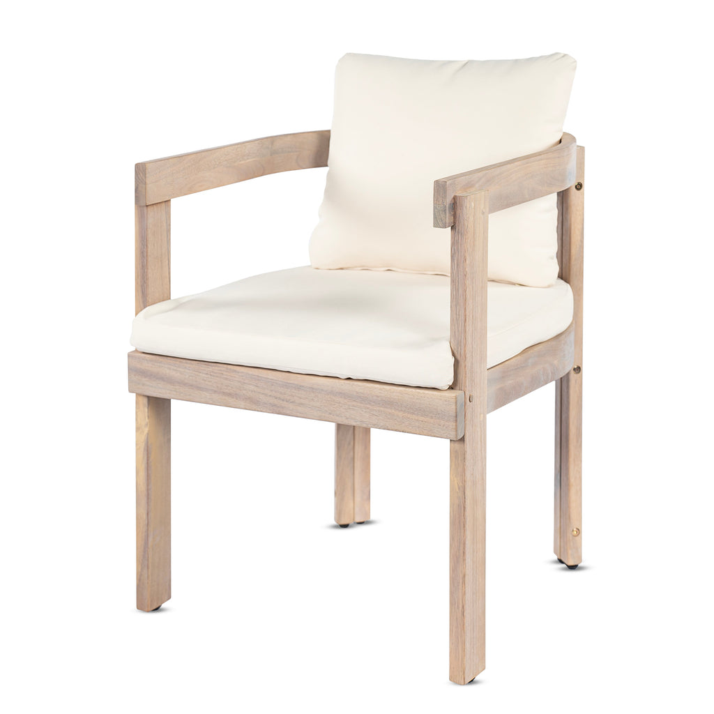 7 Pieces Acacia Wood Outdoor Dining Set with Cream Cushions