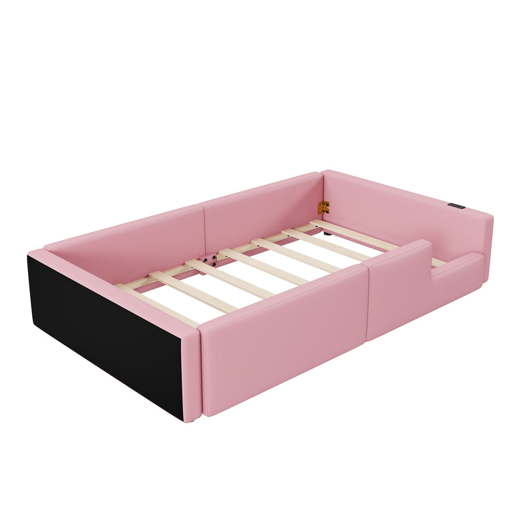 Platform Bed With Guardrail And Charging Station