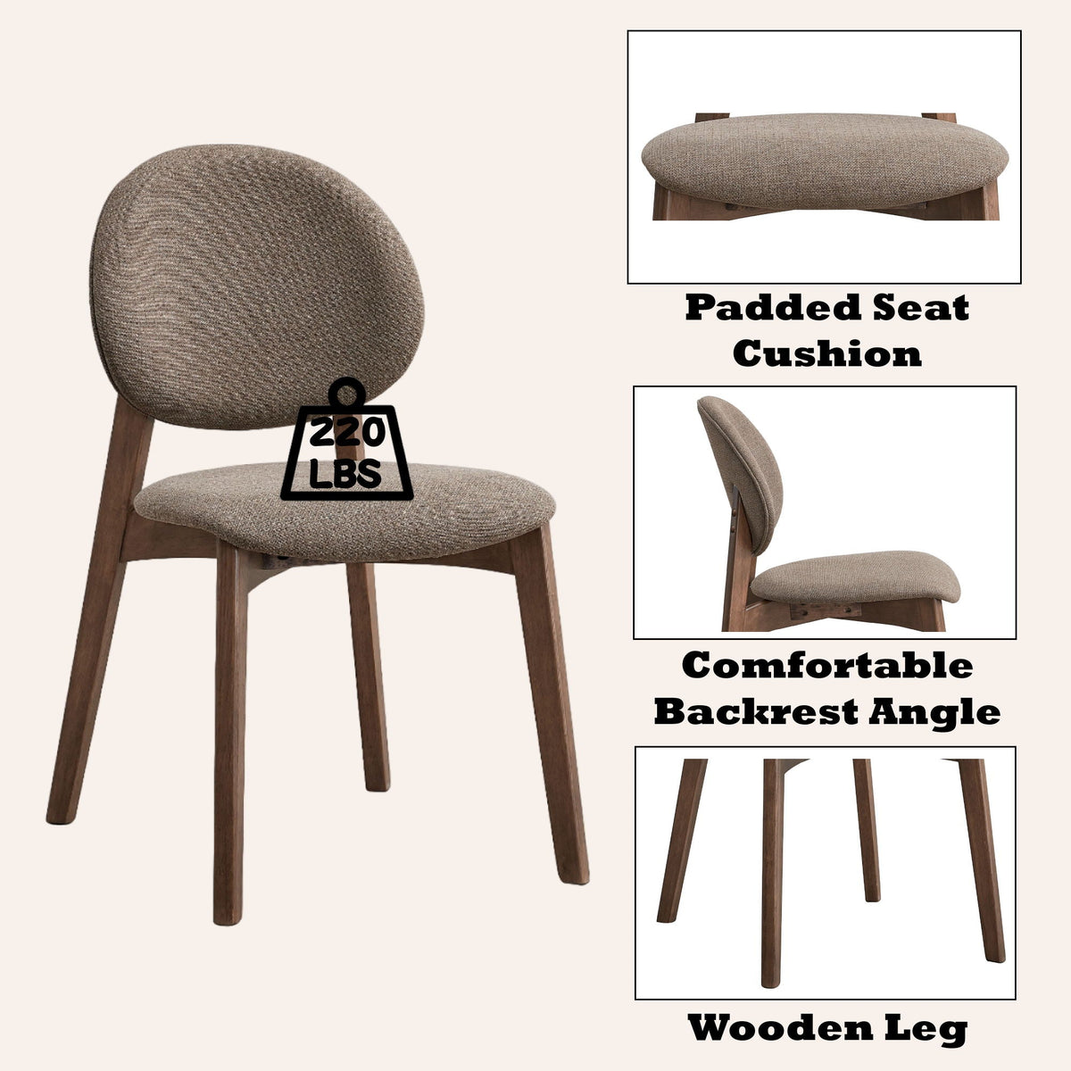 Hadasa Side Chair, Elegant Upholstery (Set of 2)