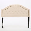 Queen & Full Size Headboard With Diamond Tufting And Nailhead Trim - Beige