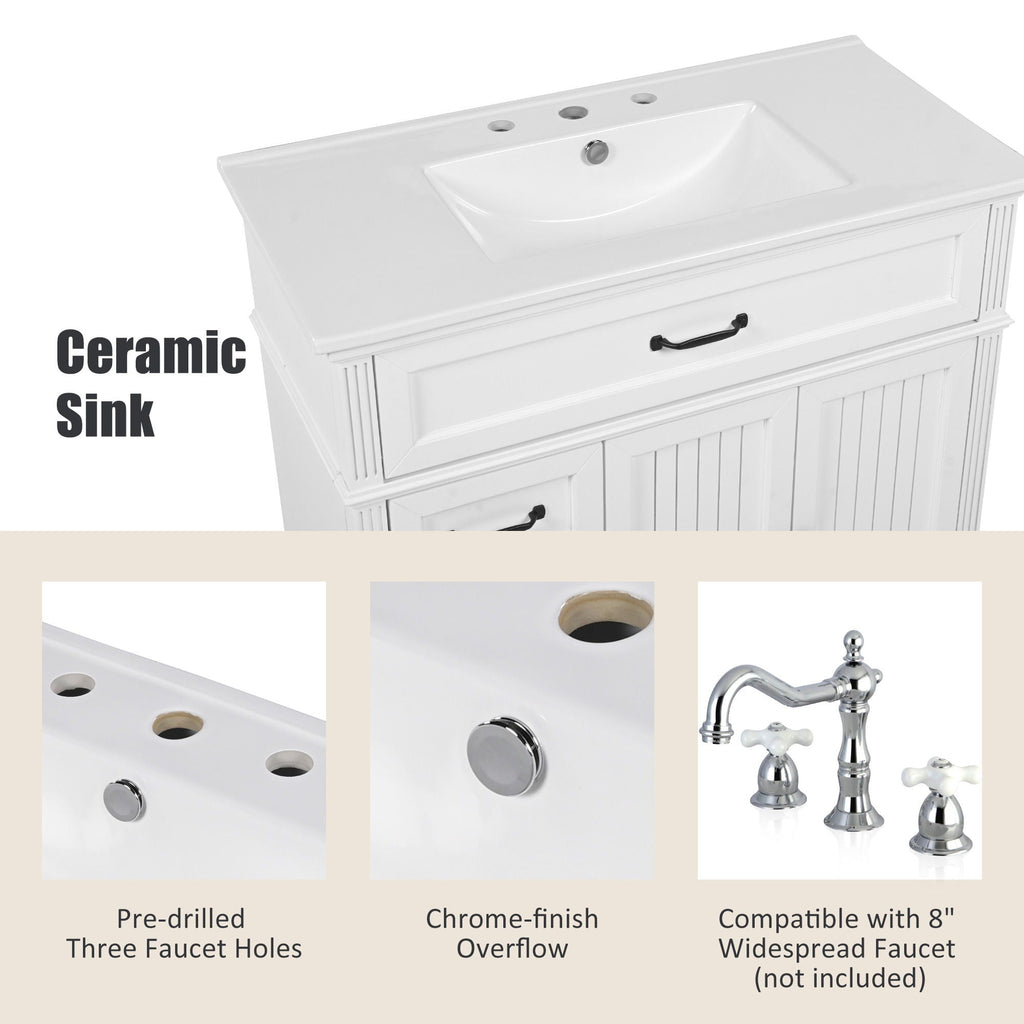 Bathroom Vanity With Sink, Freestanding Cabinet & Drawers