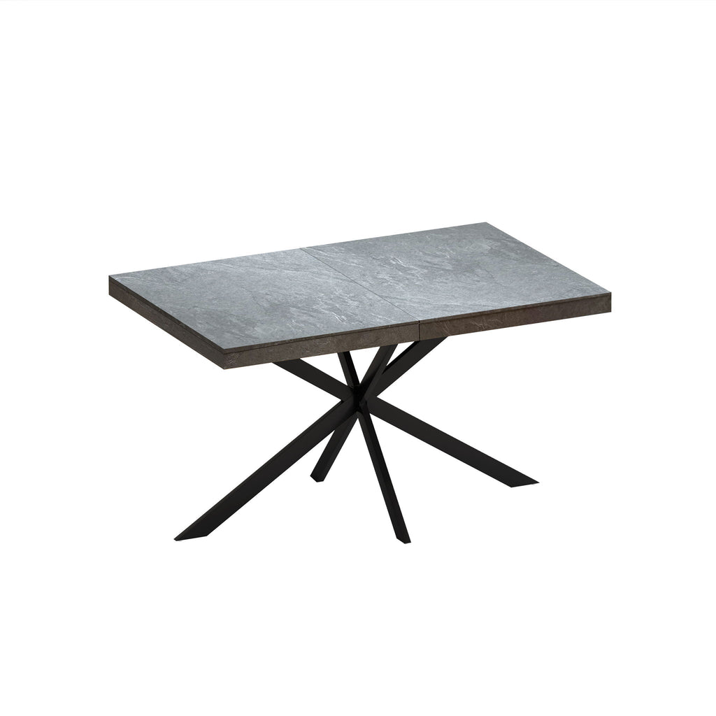 Rectangular Stretch Dining Table With 4 Chairs - Black / Gray