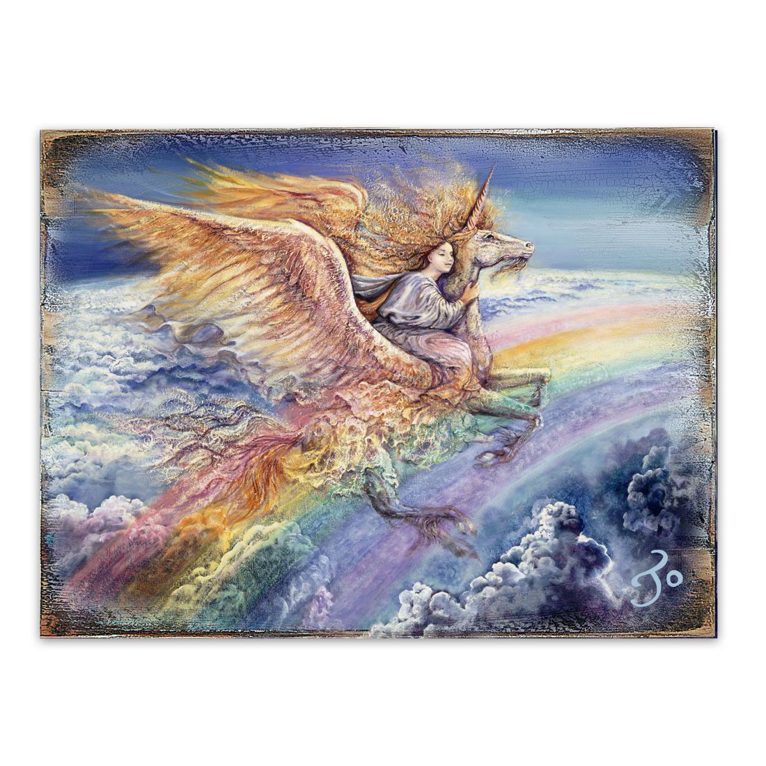 Flight to Aquarius Fantasy Wooden Wall Art by Josephine Wall - Fantasy Decor - 852116-JW