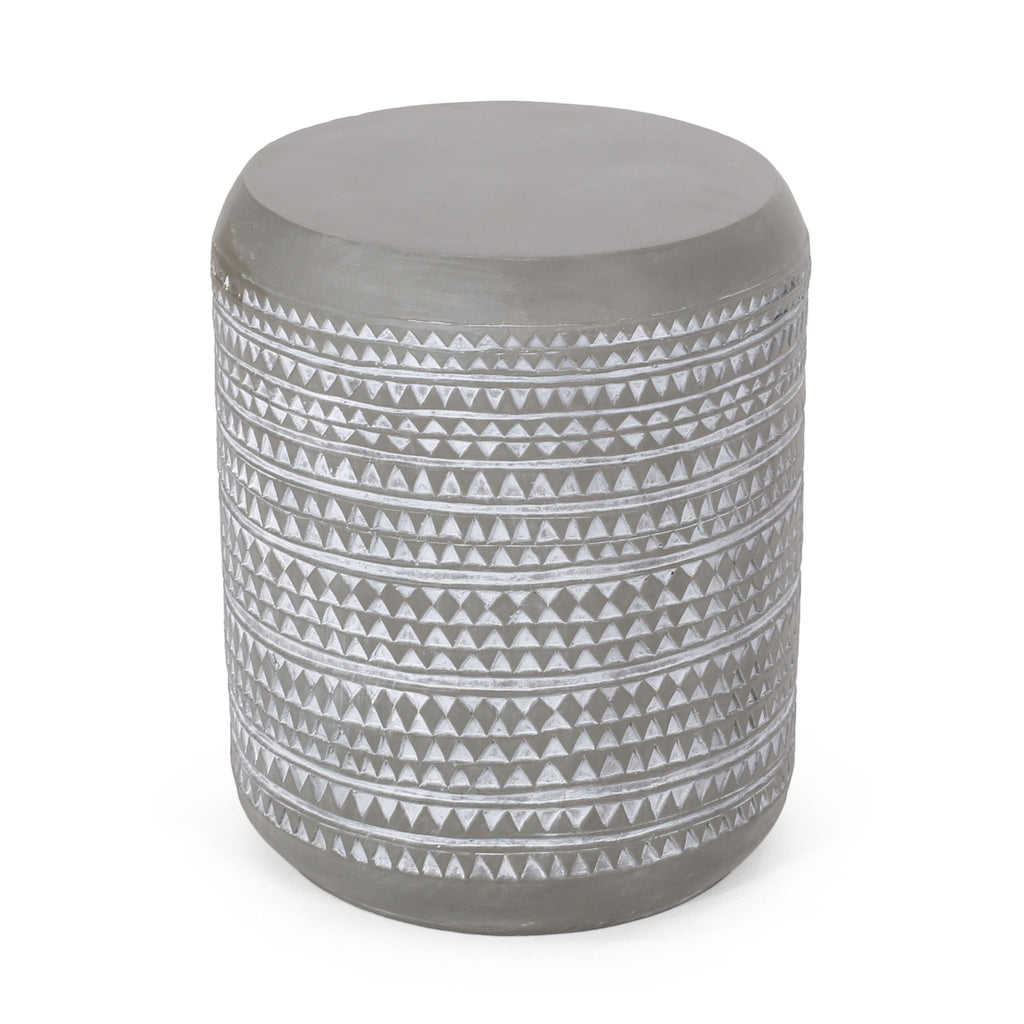 Outdoor Side Table With Cylindrical Shape - White