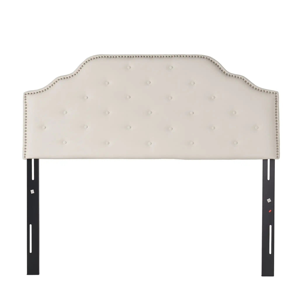 Charismatic Queen Size Headboard with Button Tufting and Nailhead Trim