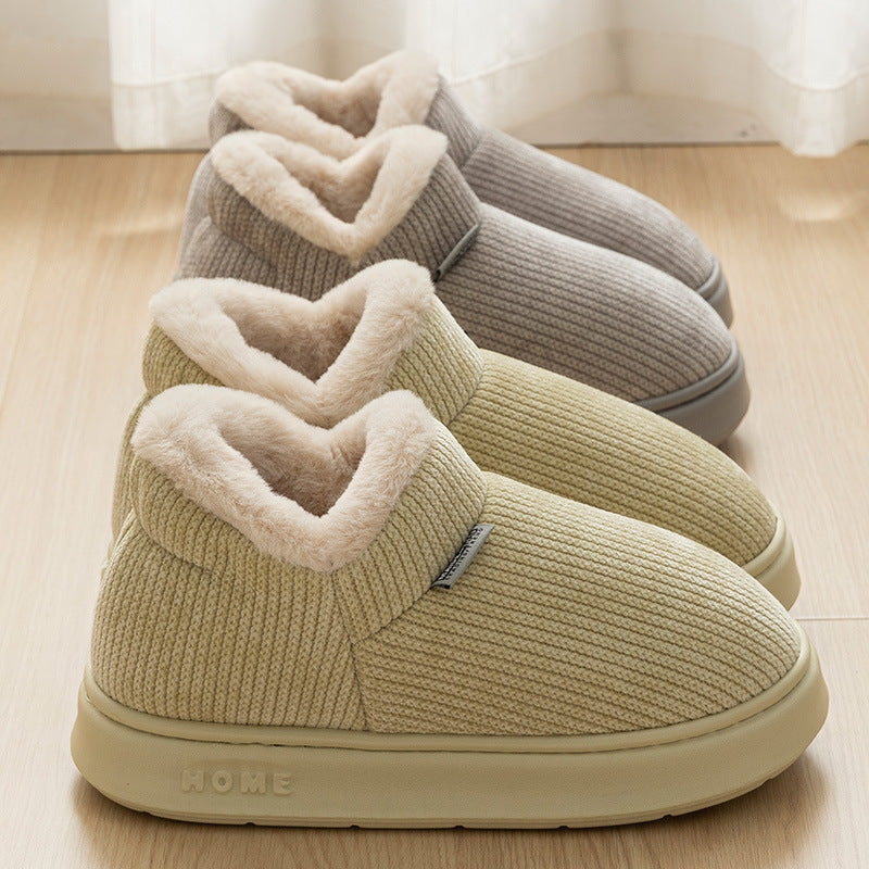 Ankle Wrap Cotton Slippers Women's Indoor Plush Thermal Non-slip Cotton-padded Shoes