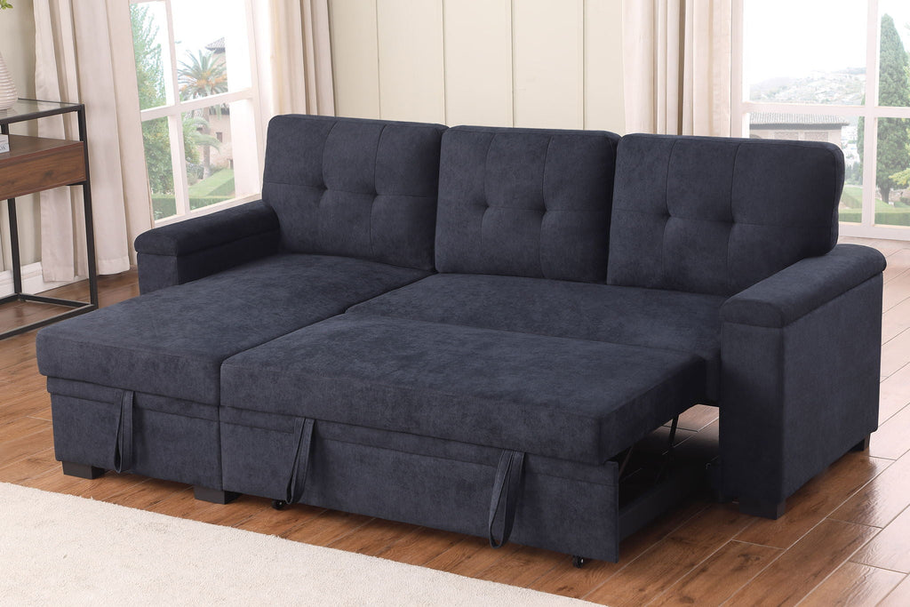 Lucca II - 84.5"W Reversible Sleeper Sectional Sofa with Storage Chaise
