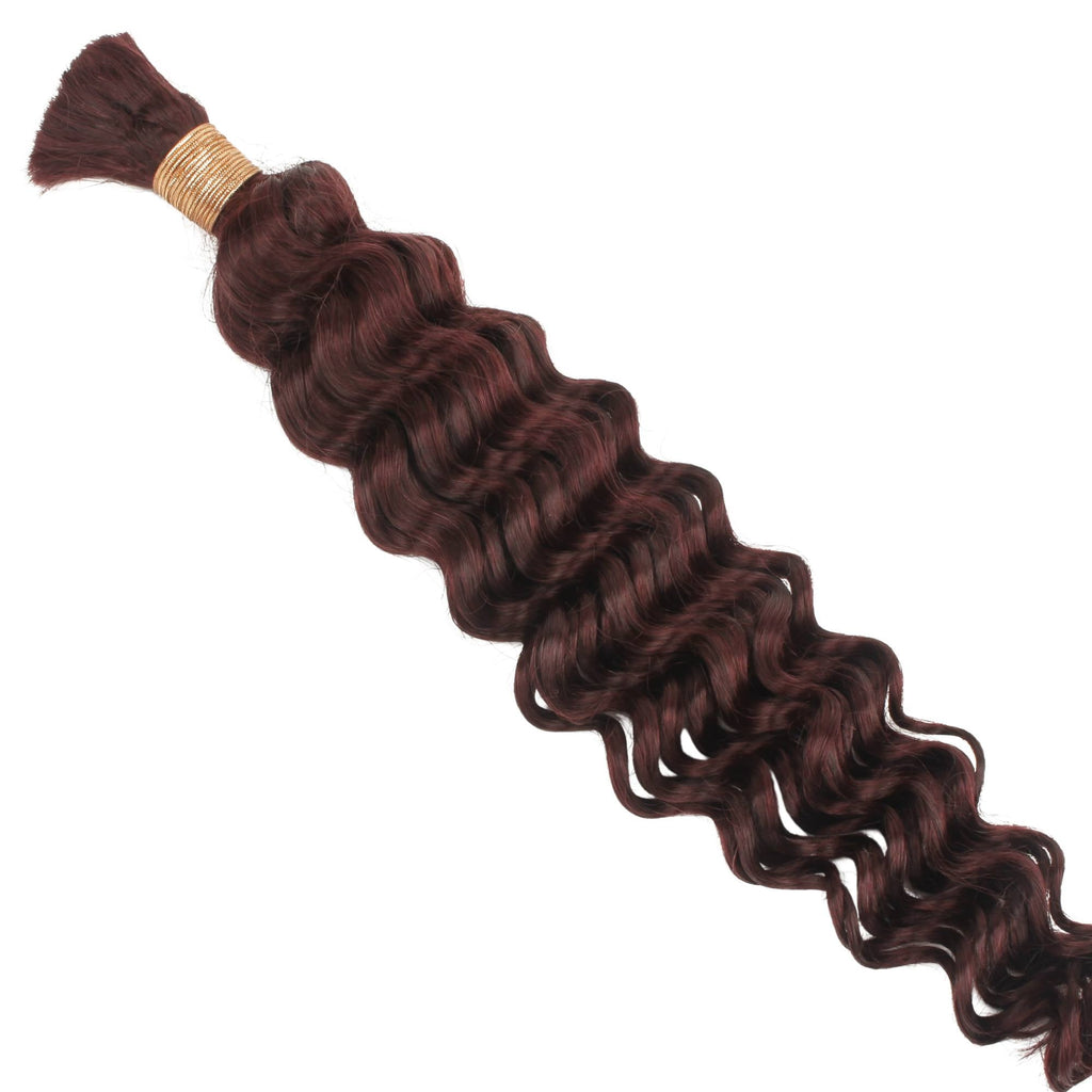Burgundy Deep Wave Color 99J Bulk 100% Human Braiding Hair