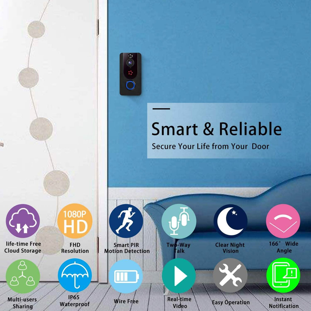 Bextgoo Wireless Doorbell Camera 1080P with Chime