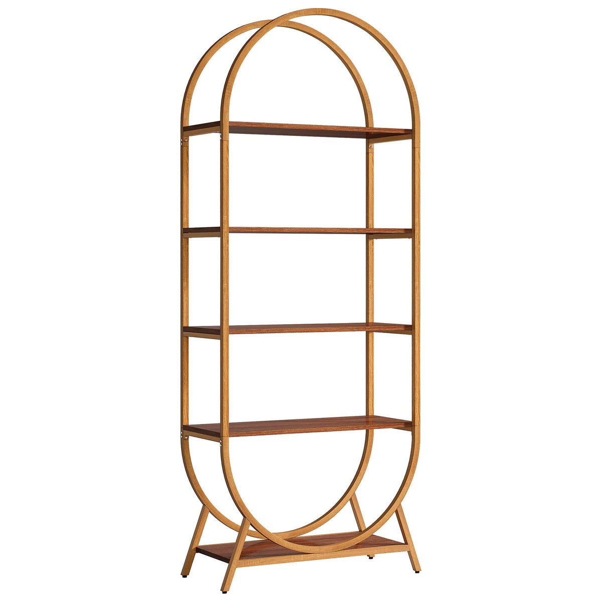 Arched 5 Tier Open Bookshelf For Office - Brown