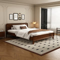 Pine Solid Wood Queen Size Bed, Dark Walnut