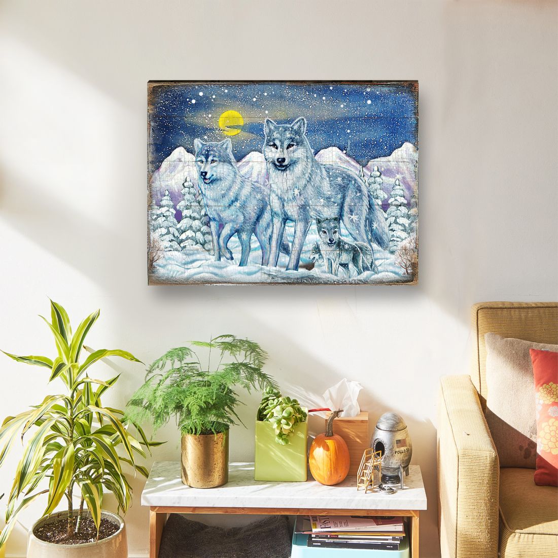 Rustic Wolves Art Wooden Wall Art by Nature Wonders - Nature Wildlife Decor  - 95211B