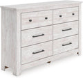 Signature Design by Ashley Allihauser Farmhouse 6-Drawer Dresser with Safety Stop, Whitewash