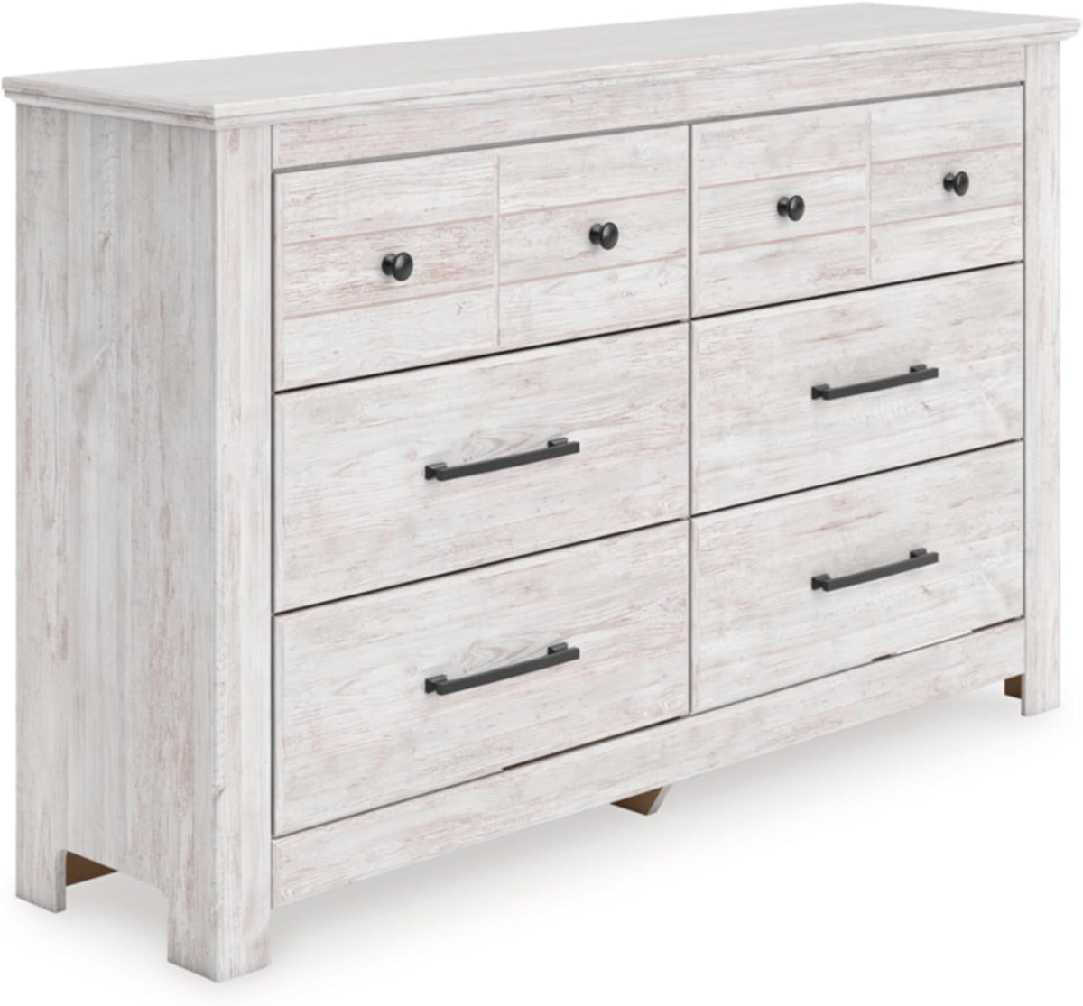 Signature Design by Ashley Allihauser Farmhouse 6-Drawer Dresser with Safety Stop, Whitewash