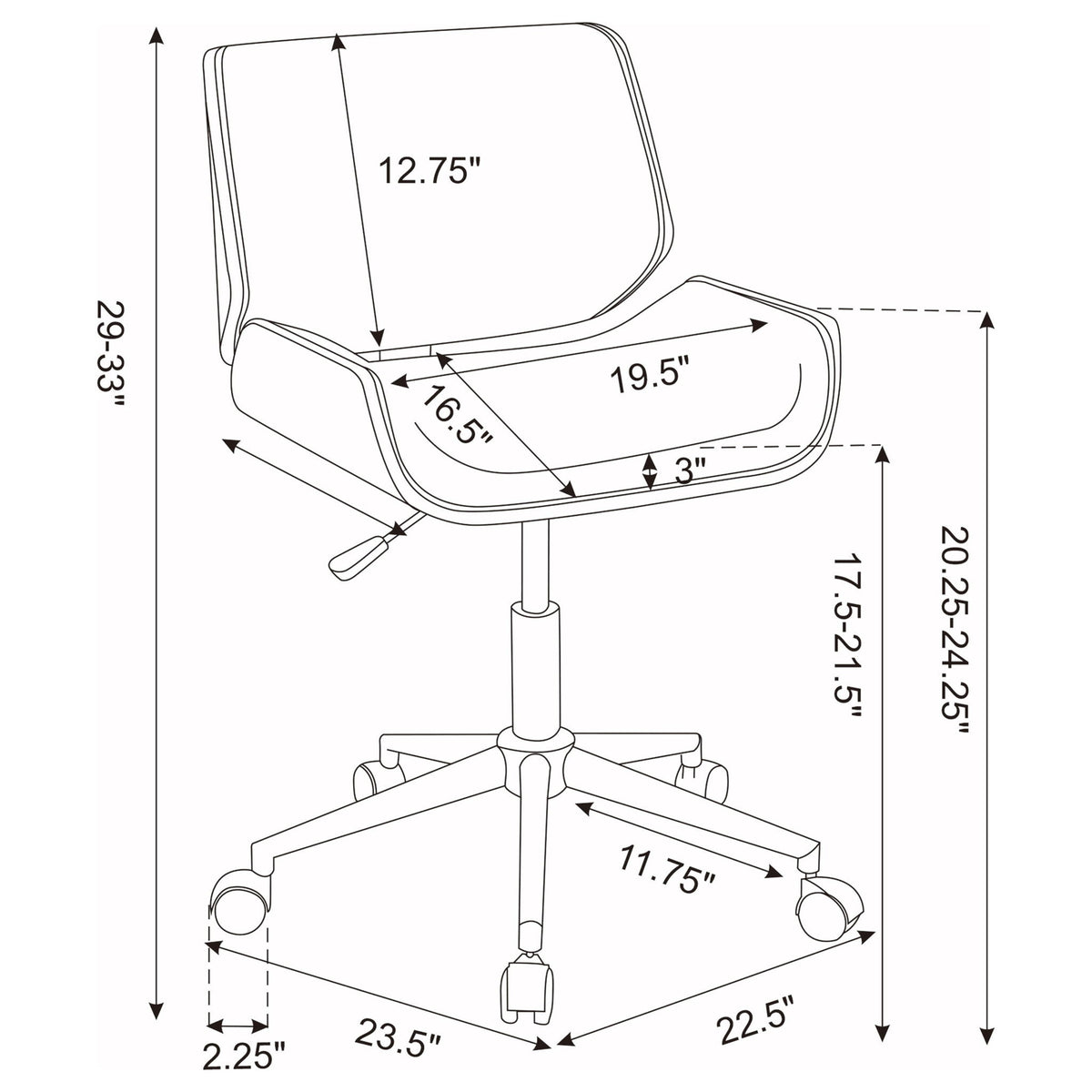 Ecru Swivel Office Chair Adjustable Height - Beige