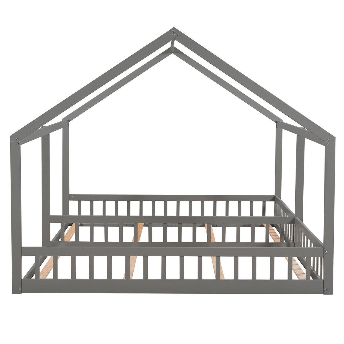 House Platform Beds, 2 Shared Beds, Metal Frame With Guardrails