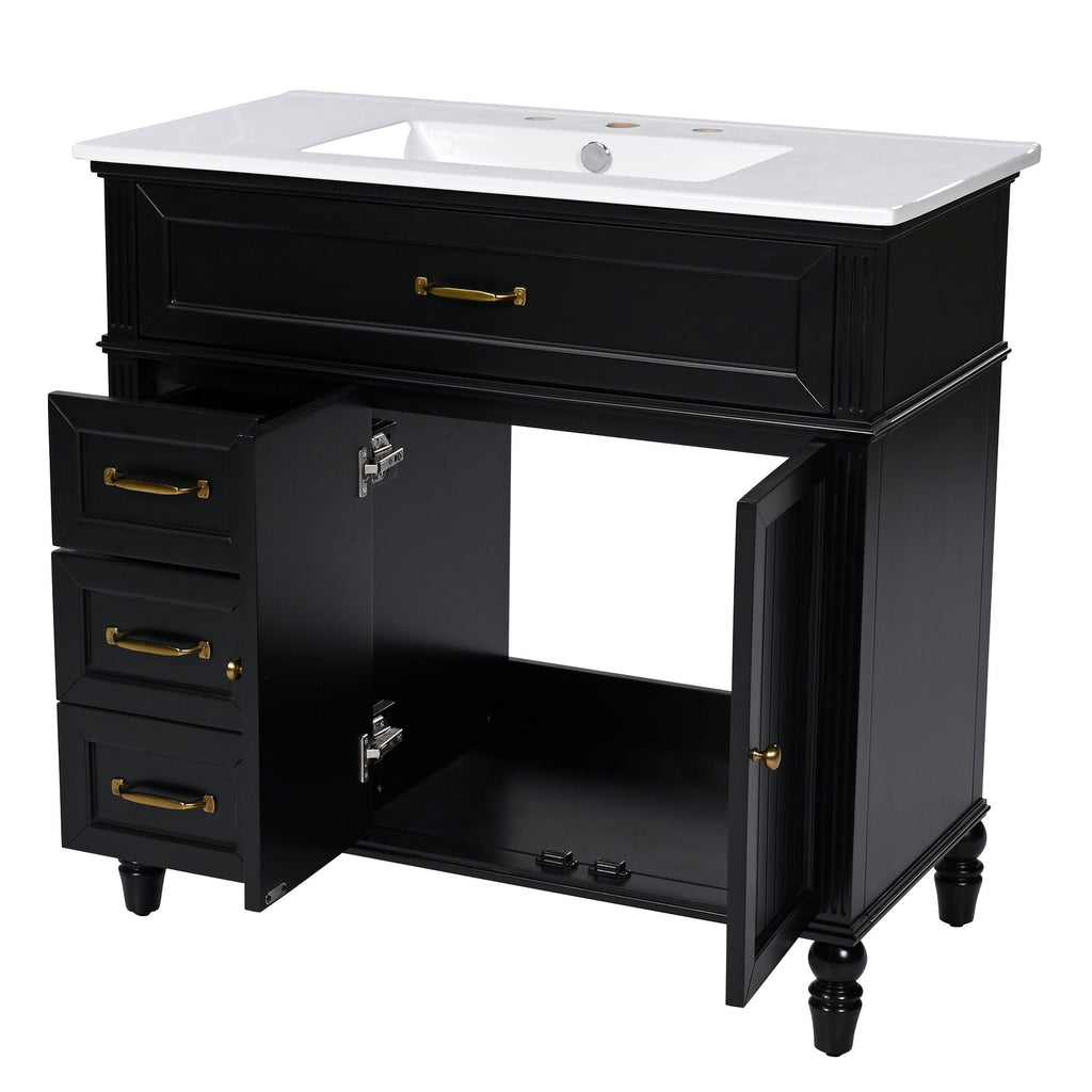 Bathroom Vanity With Sink, Freestanding Cabinet & Drawers