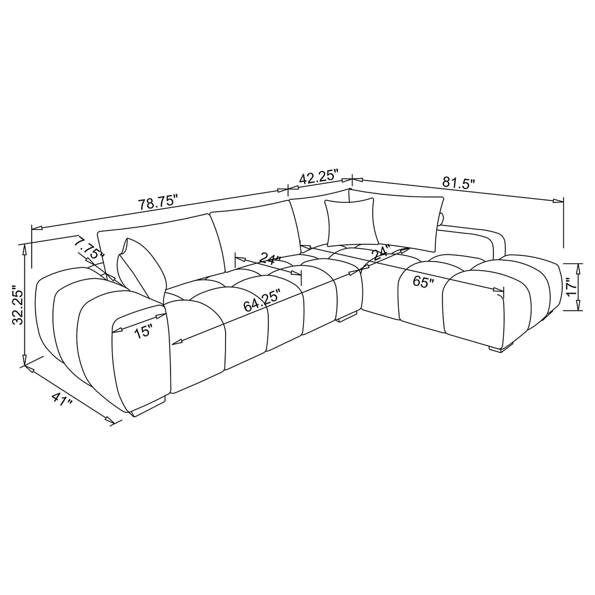 Florence - Upholstered L Shaped Sectional Sofa - Amber