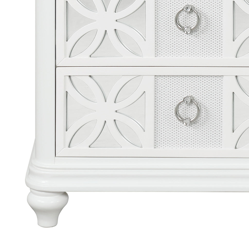 Abigale - Nightstand With Mirror Top, LED Lighting (Includes Mirror And Nightstand) - White