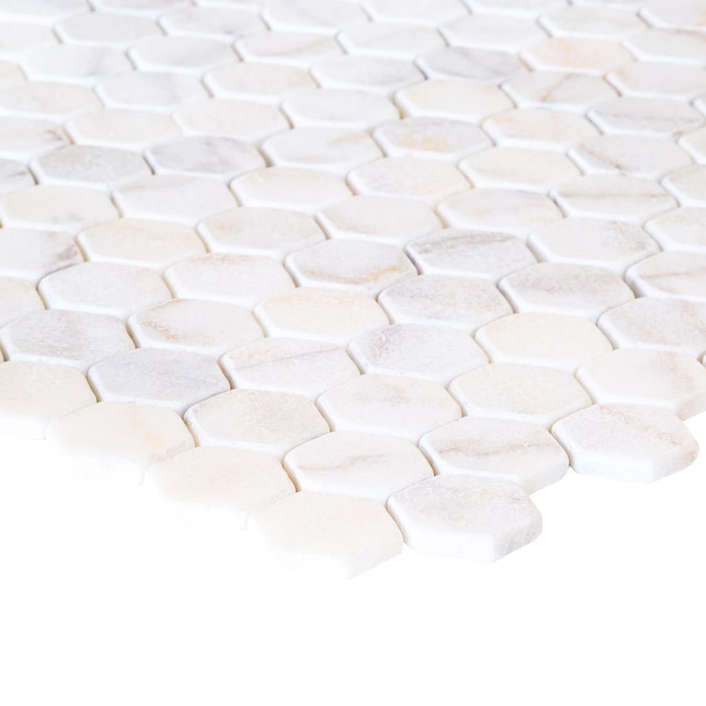 Bianco Ibiza White Marble Tumbled Mosaic Floor and Wall Tile - Livfloors Collection