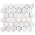 Bianco Ibiza White Marble Tumbled Mosaic Floor and Wall Tile - Livfloors Collection