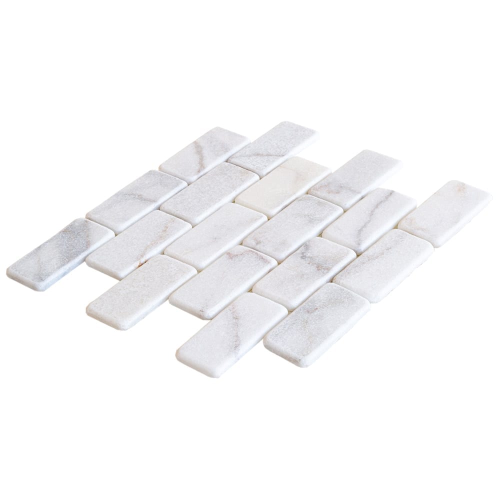 Bianco Ibiza White Marble Tumbled Mosaic Floor and Wall Tile - Livfloors Collection