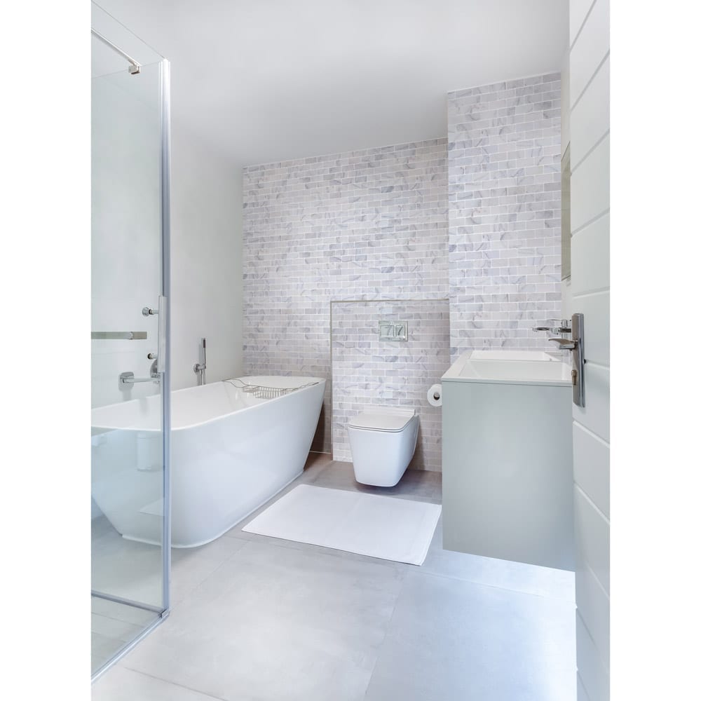 Bianco Ibiza White Marble Tumbled Mosaic Floor and Wall Tile - Livfloors Collection