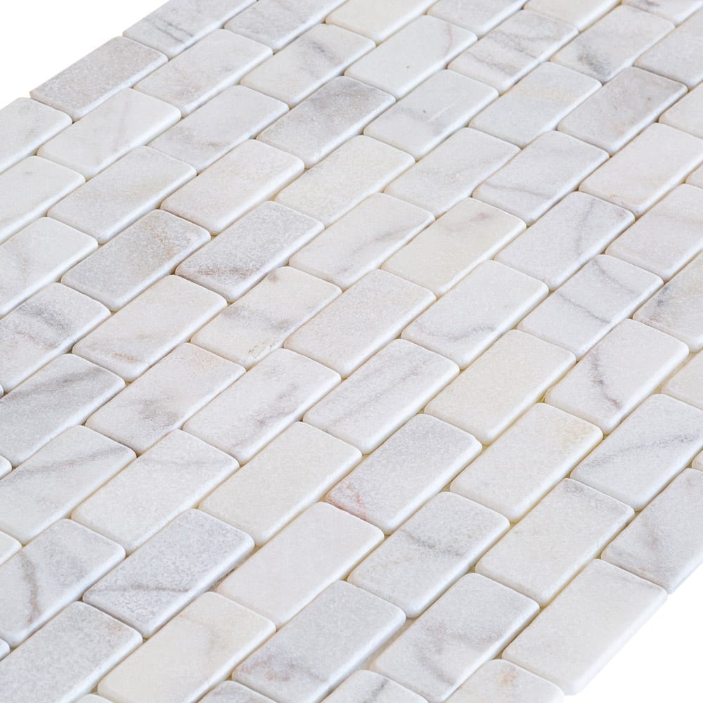 Bianco Ibiza White Marble Tumbled Mosaic Floor and Wall Tile - Livfloors Collection