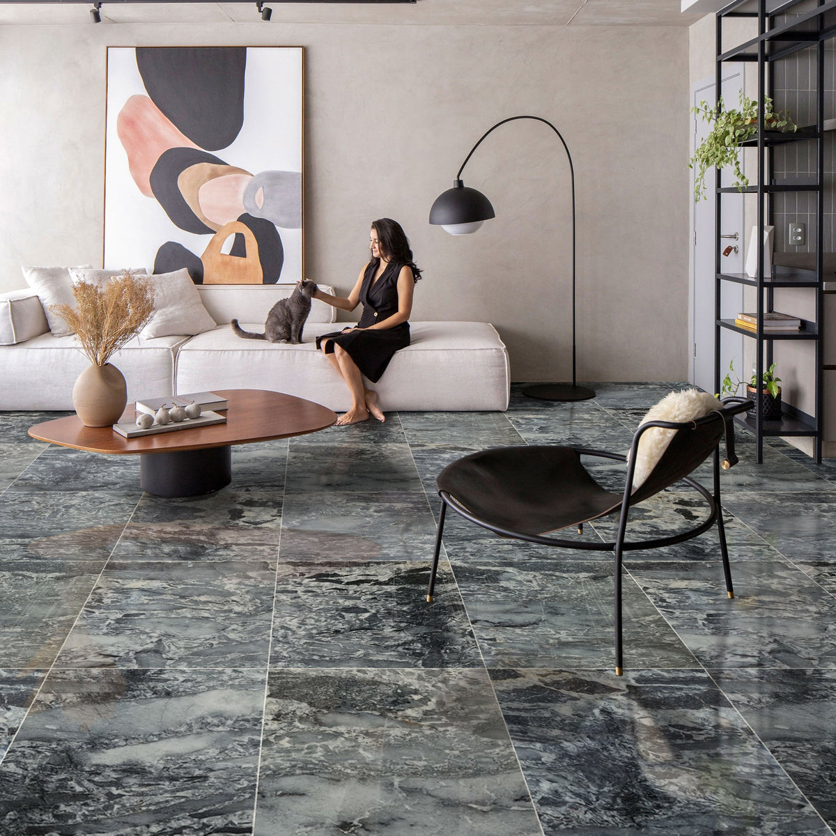 Black Leopard Exotic Marble Polished Floor and Wall Tile - Large Format - Livfloors Collection