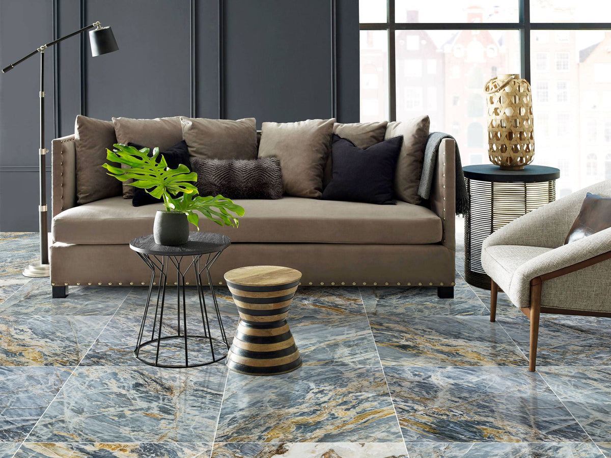 Blue Lagoon Dolomite Exotic Marble Polished Floor and Wall Tile - Large Format - Livfloors Collection