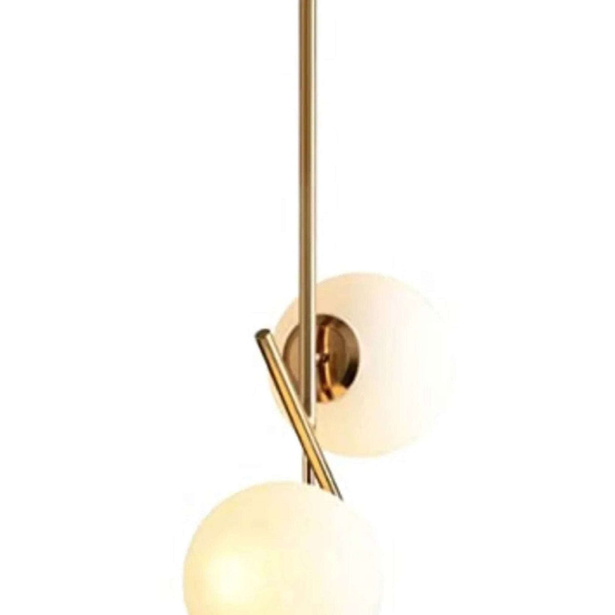 BOKT Mid Century Modern Kitchen Pendant Light 2-Lights Chandeliers Lighting Fixture, Golden with White Frosted Glass Globe Lampshade