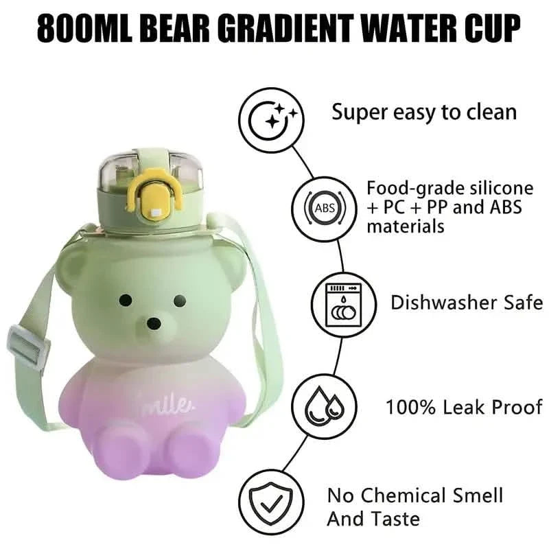 BPA-free Kawaii Bear Straw Water Bottle